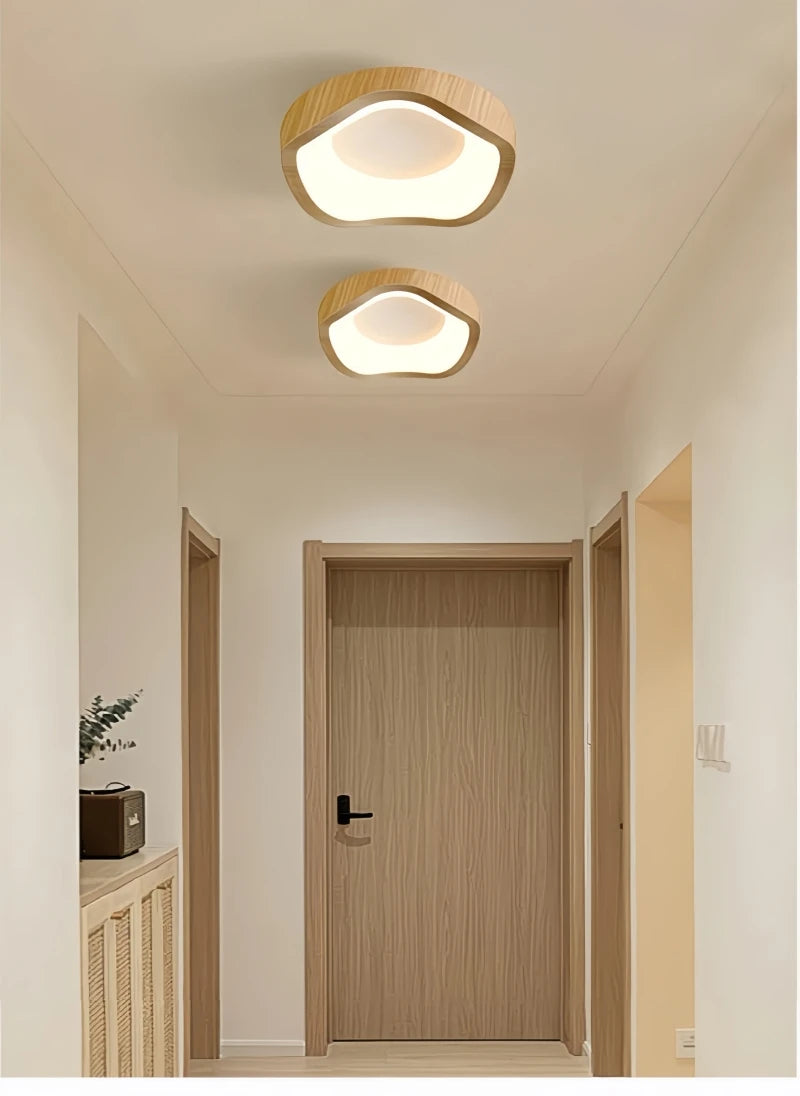 Nordic Minimalist Wood Grain Surface Mounted Ceiling Lamp
