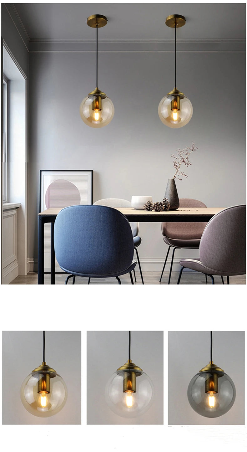 Nordic Polished Steel Glass Pendant Chandelier