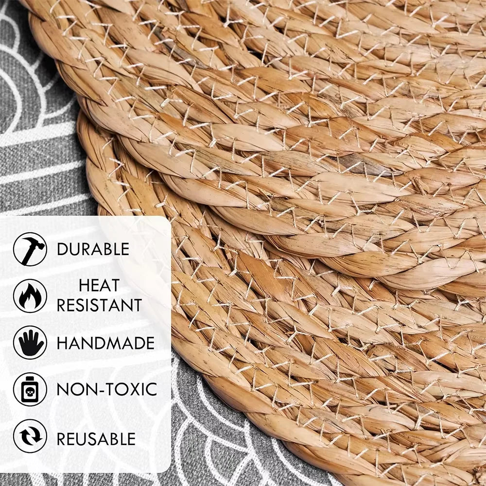 Boho Round Natural Water Hyacinth Woven Placemat