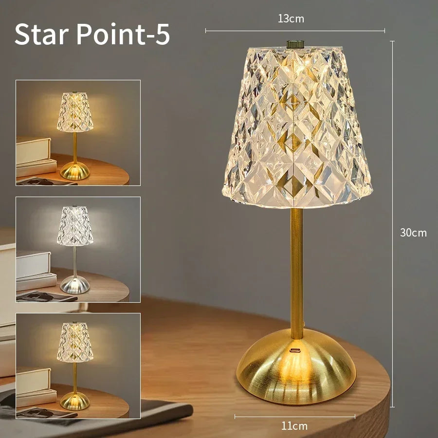 Rechargeable Touch Crystal Dimmable Night Lamp