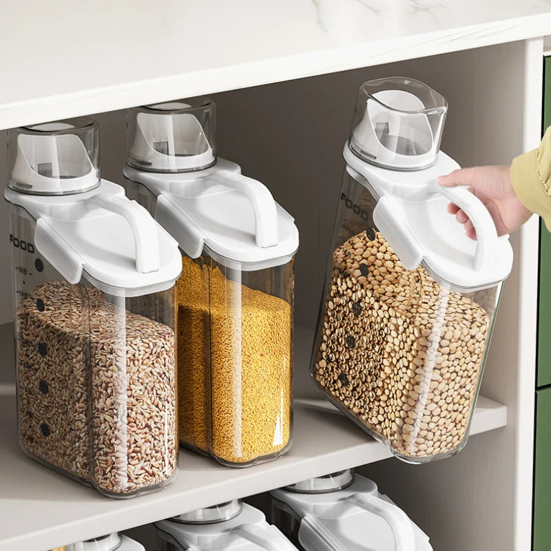 Airtight Food Container - Moisture-Proof Storage Jar with Double Seal & Funnel Spout