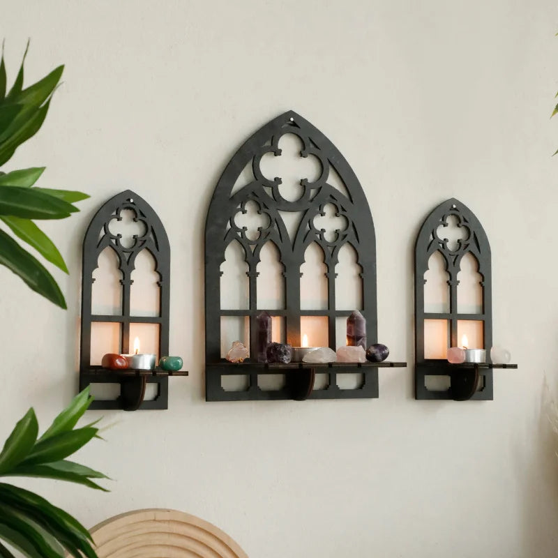 Wooden Crystal Display Stand — Bohemian Hand Stand | Gothic Style Shelf & Pendulum Holder