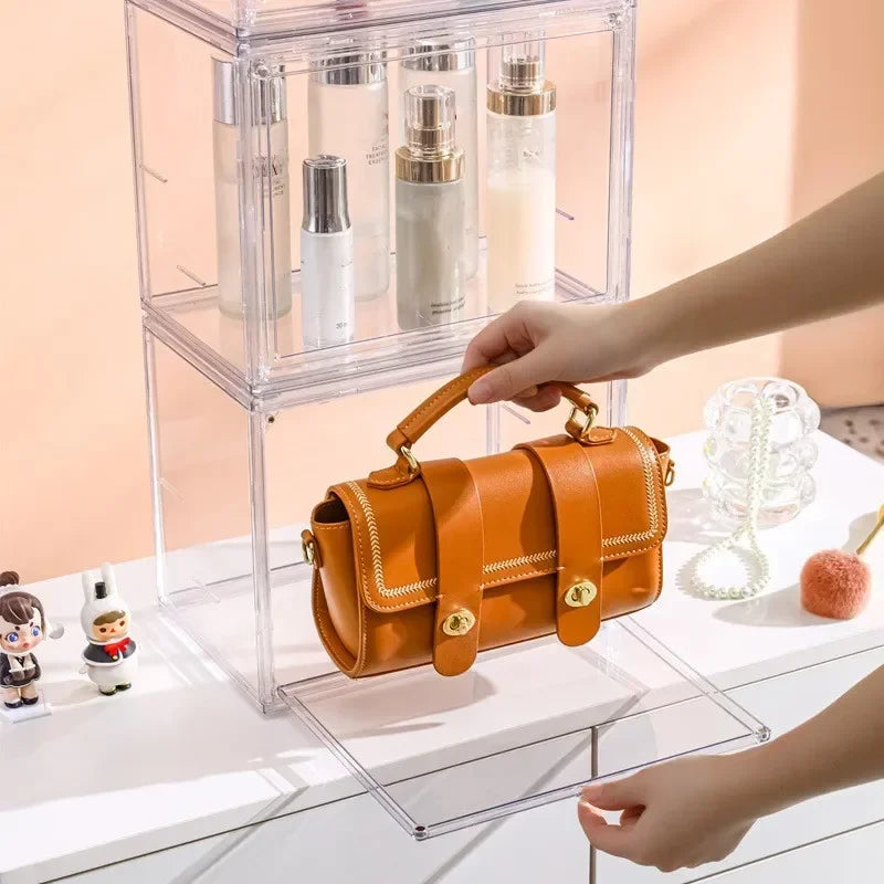 Stackable Magnetic Door Clear Plastic Display Storage Box