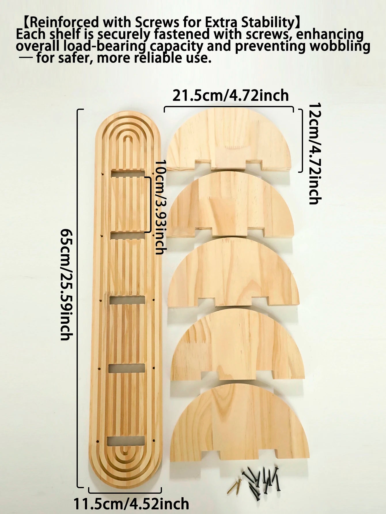 Boho Geometric Natural Wood Wall Shelf