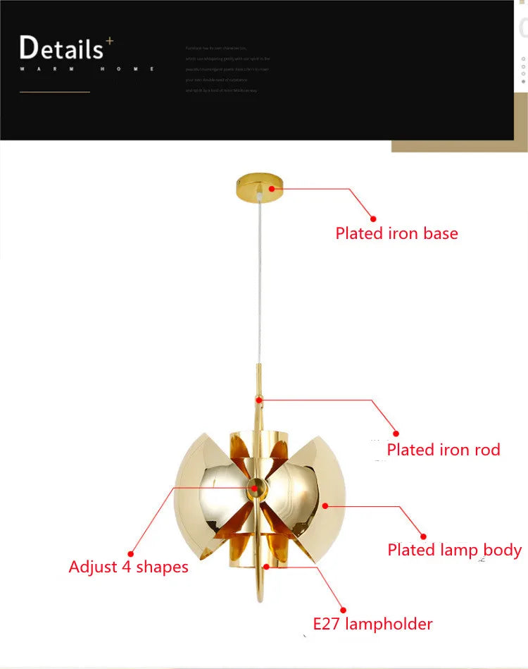 Nordic Metal Lampshade Art Deco Pendant Lamp