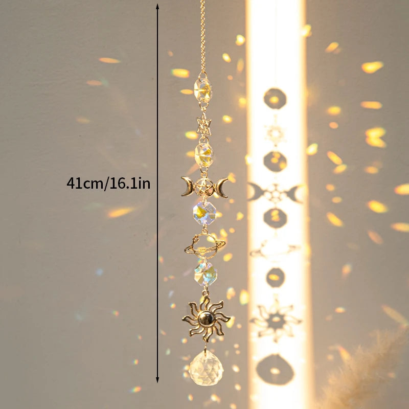 Crystal Moon Star Rainbow Suncatcher Wind Chime