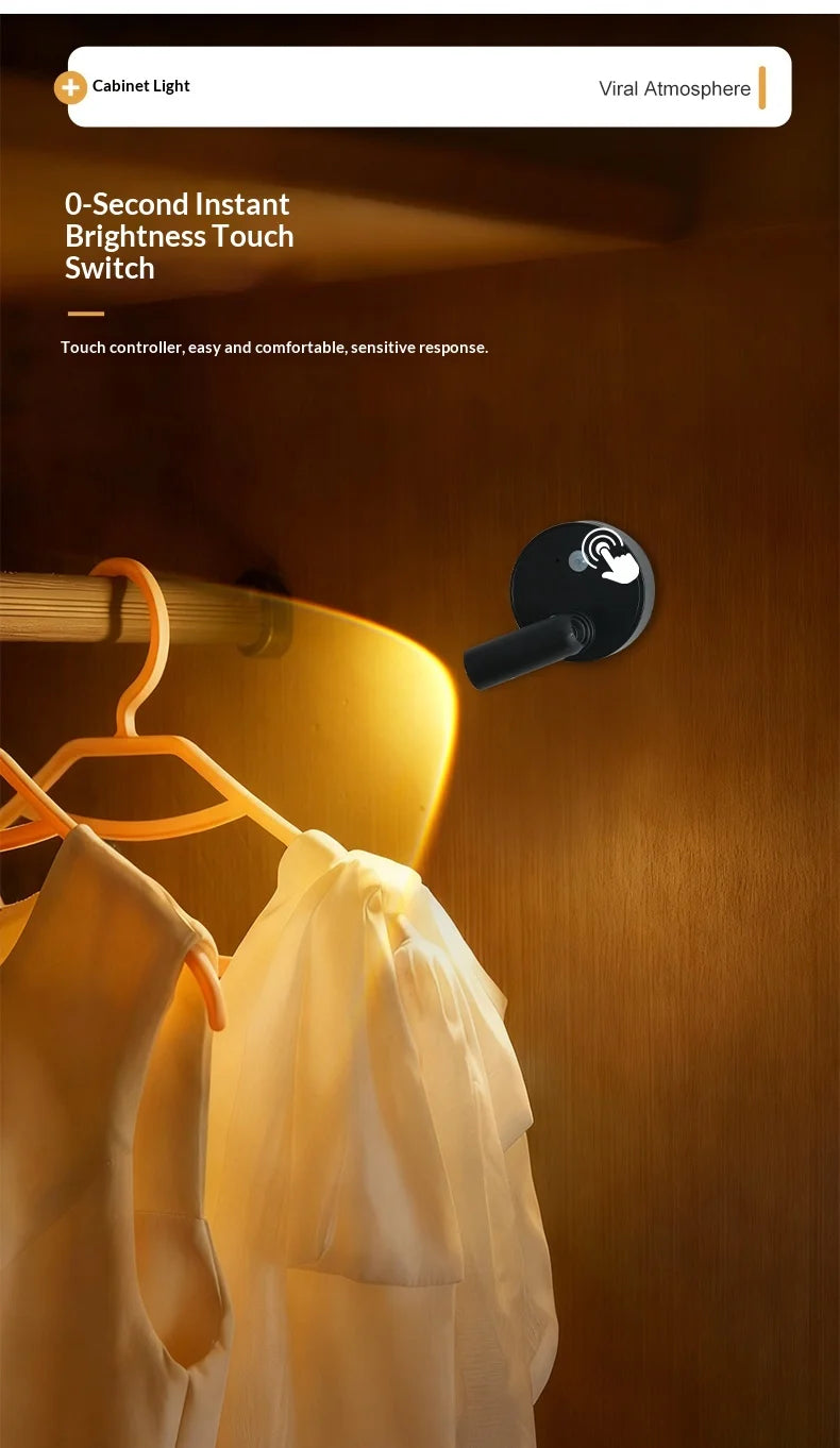 Magnetic Base USB Rechargeable Cordless Dimmable Wall Lamp