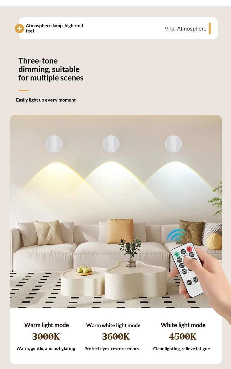 Magnetic Base USB Rechargeable Cordless Dimmable Wall Lamp