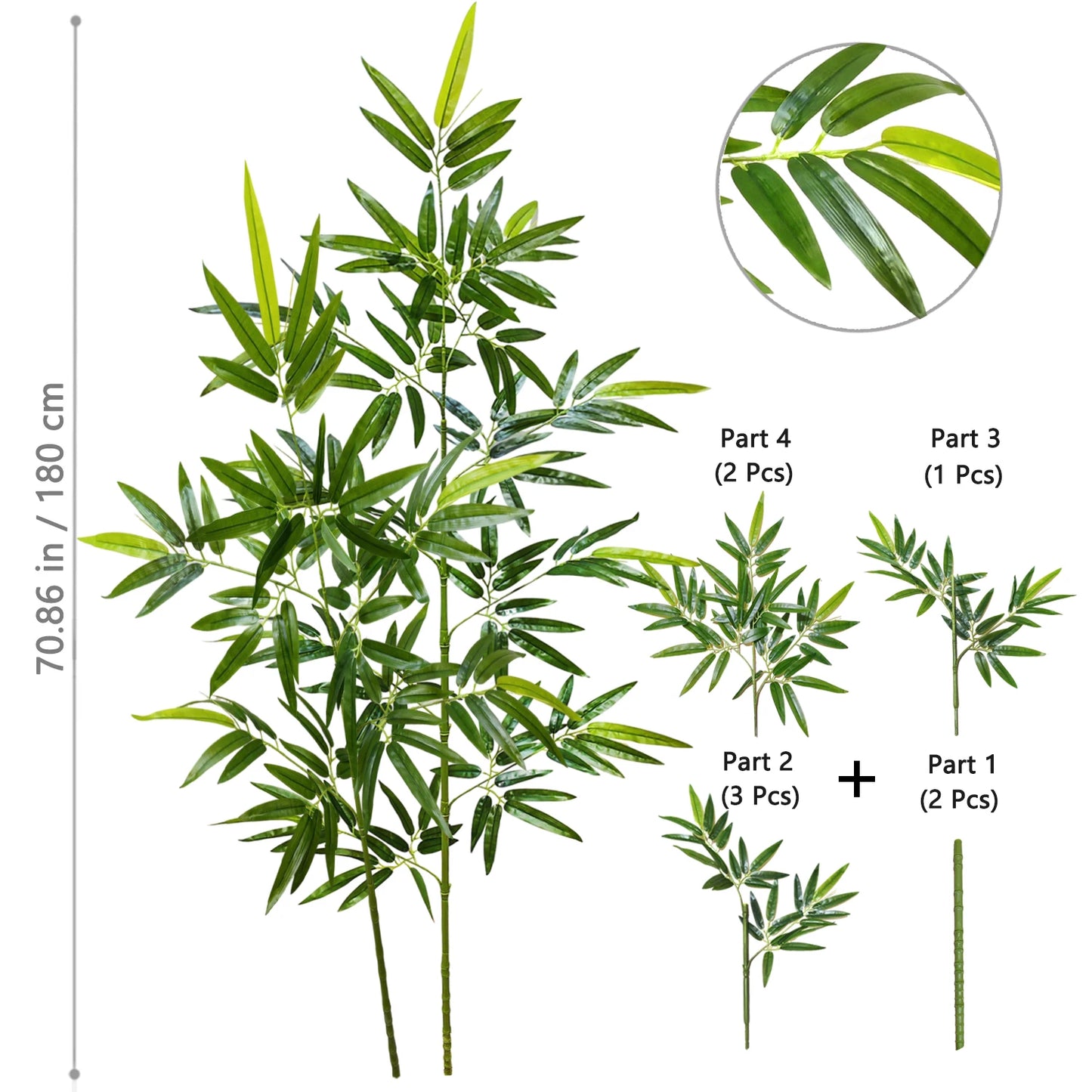 Green Silk Artificial Bamboo Branch Plant