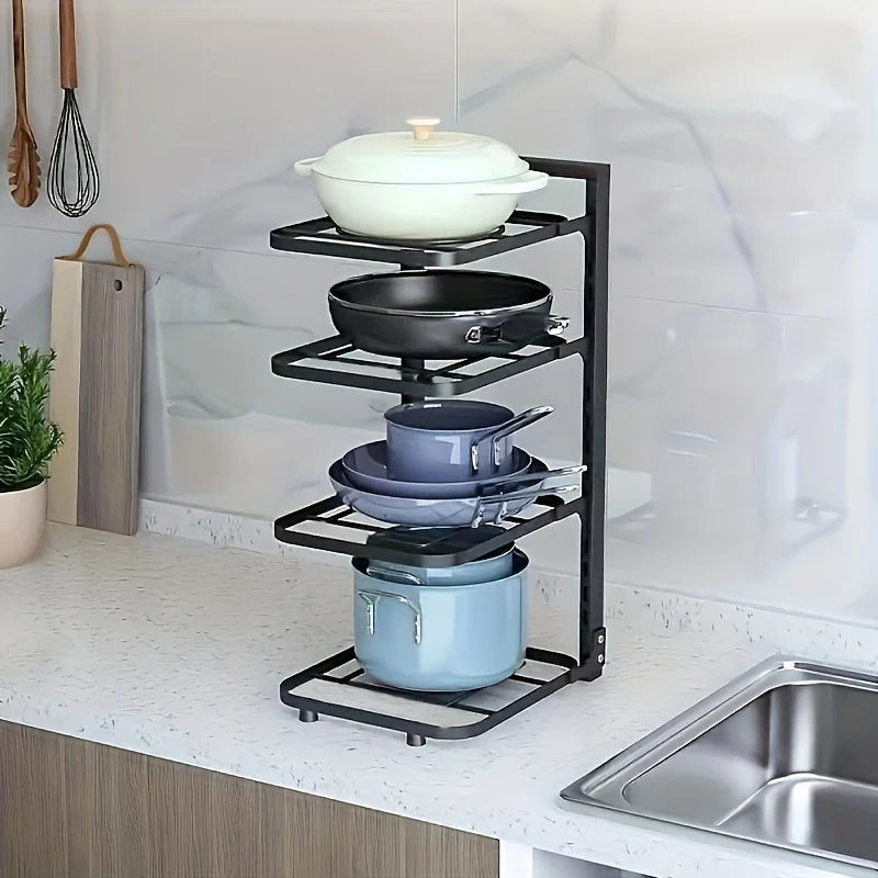 Multi-Layer Adjustable Stainless Steel Pot Rack
