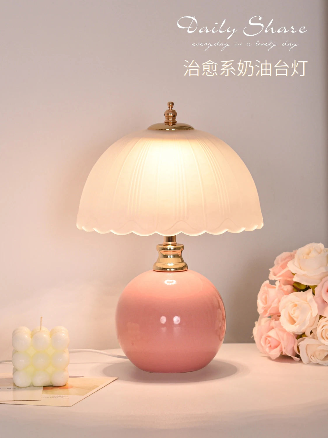 Ceramic Glass USB Dimmable Desk Lamp