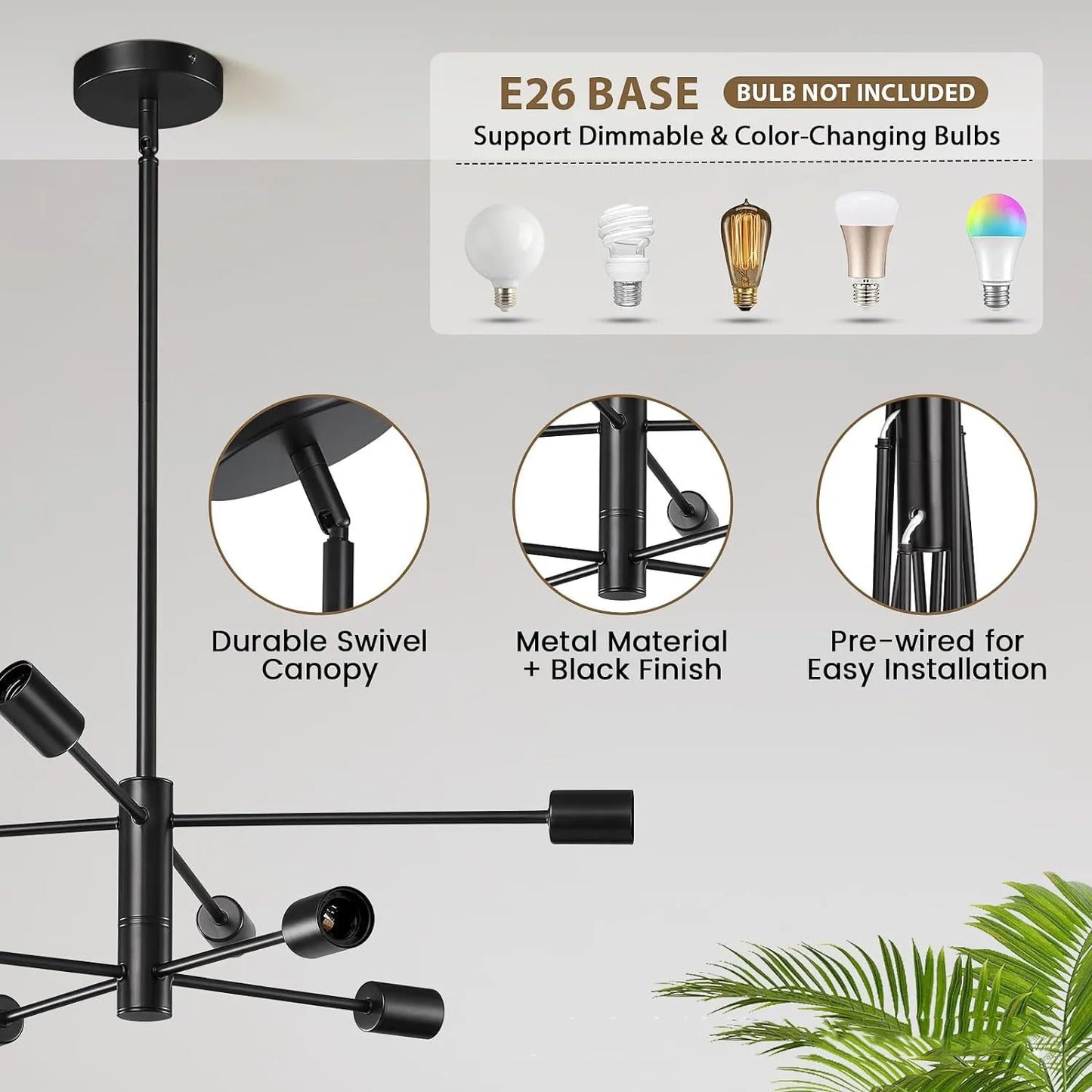 Black Gold Iron Multi Arm Ceiling Chandelier