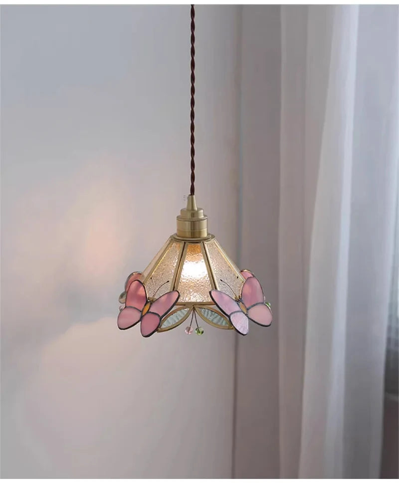 Retro Copper Tiffany Stained Glass Wall Lamp