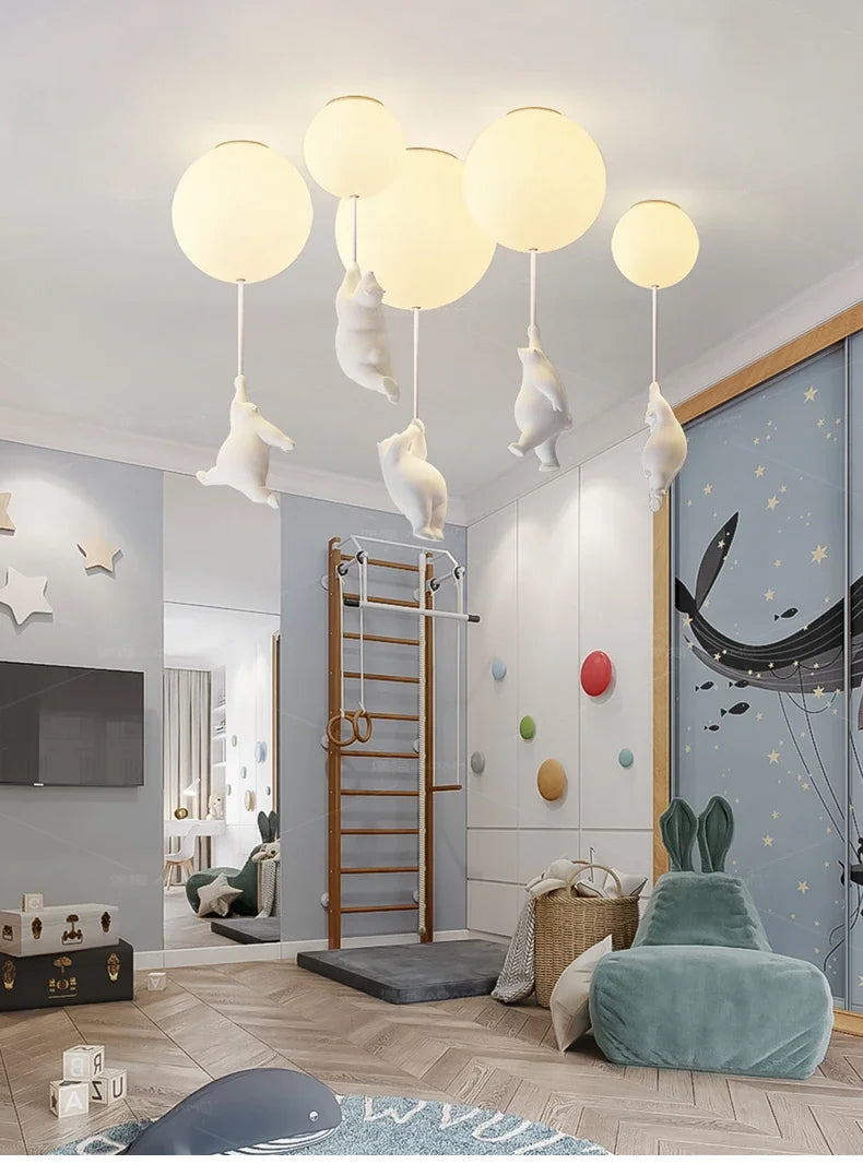 Cartoon Bear Acrylic Bedroom Ceiling Lamp