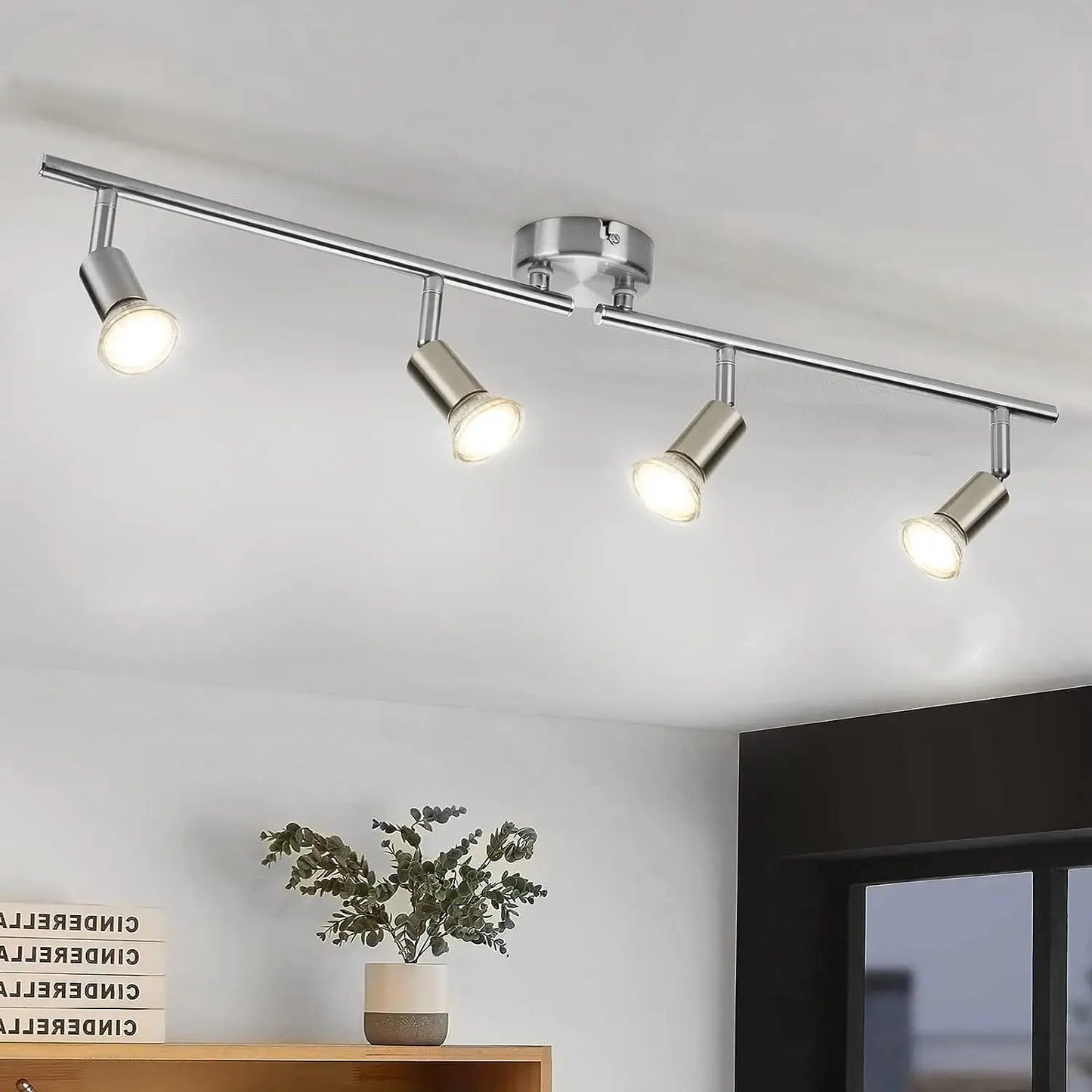 Adjustable Ceiling Light - GU10 Modern Ceiling Lamp | Black Chrome Lighting, Dimmable LED Spotlight