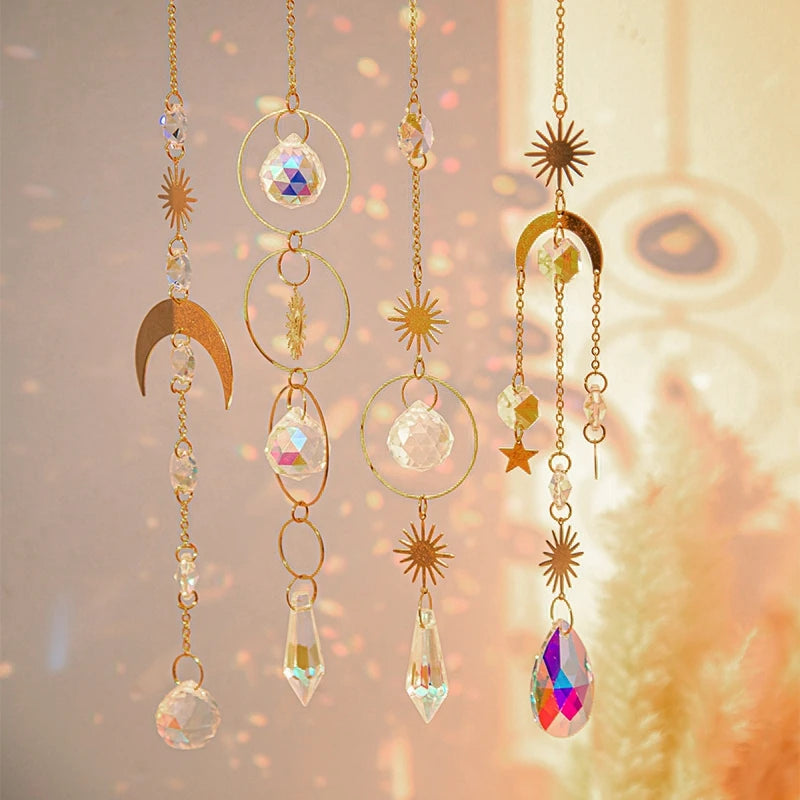 Crystal Moon Star Rainbow Suncatcher Wind Chime