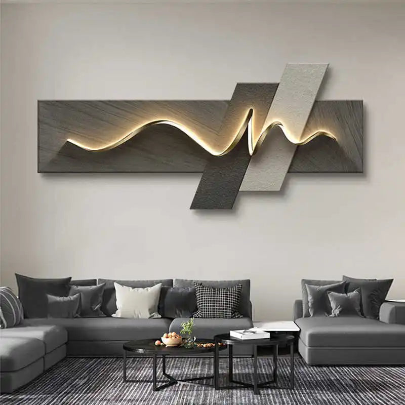 Modern Minimalist Wooden LED Ambient Living Room Wall Lamp