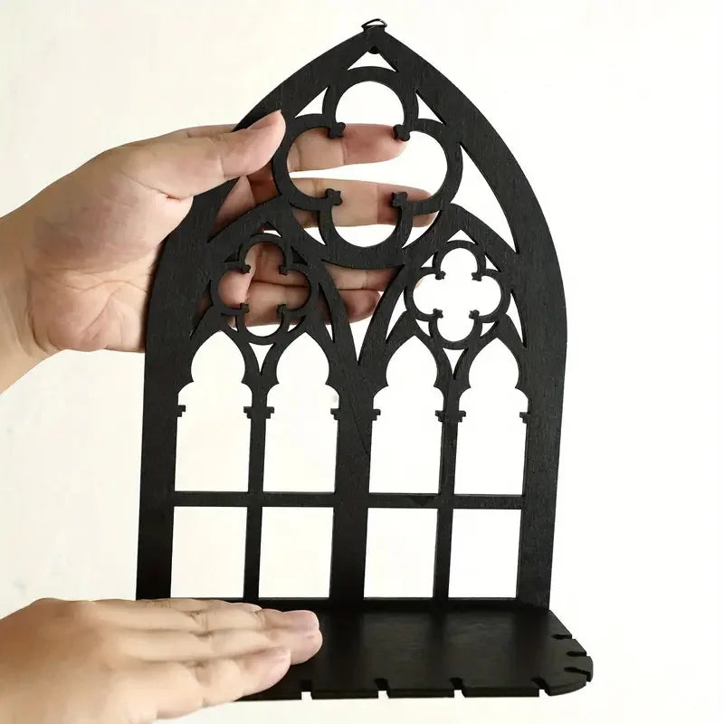 Bohemian Wooden Crystal Gothic Display Shelf