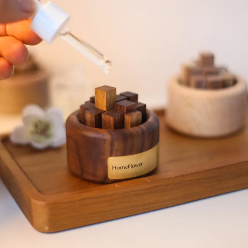 Essential Oil Diffuser - Small Wooden Aromatherapy Fragrance Expander with Beech & Black Walnut