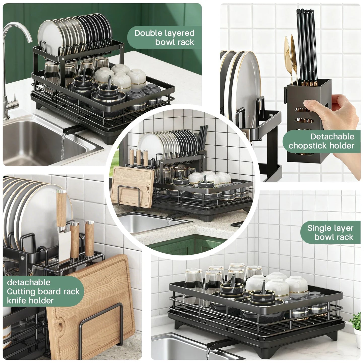 Expandable Metal Countertop Dish Drain Rack