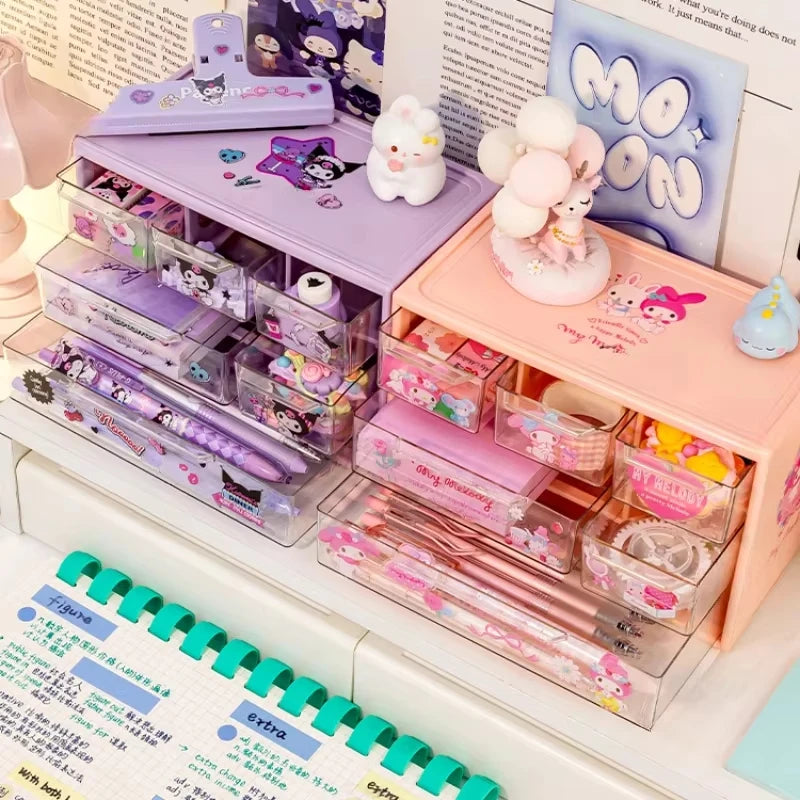 Transparent 9 Grid Desktop Office Drawer Organizer