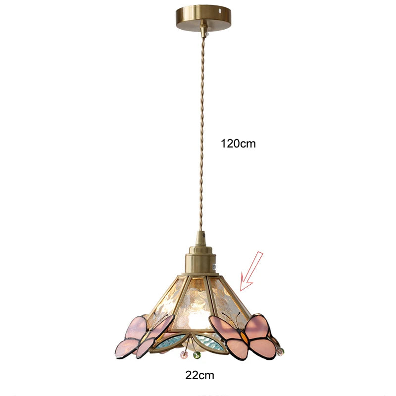 Retro Copper Tiffany Stained Glass Wall Lamp