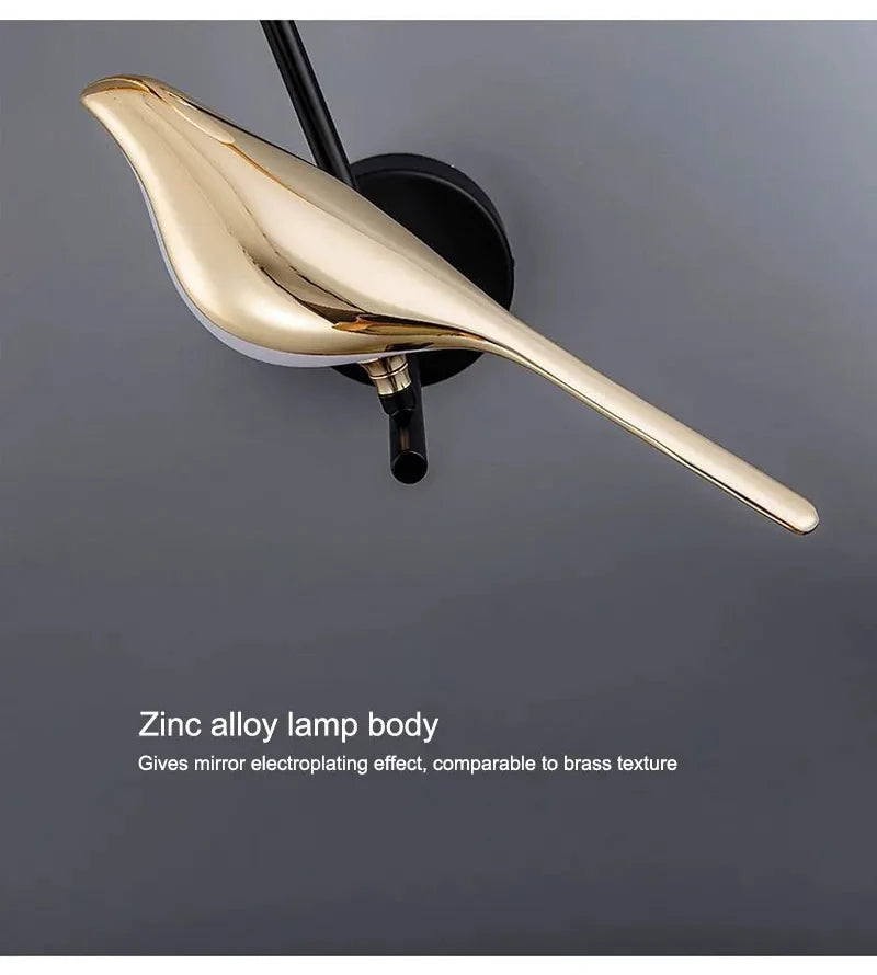 Golden Bird Art Deco LED Wall Sconce