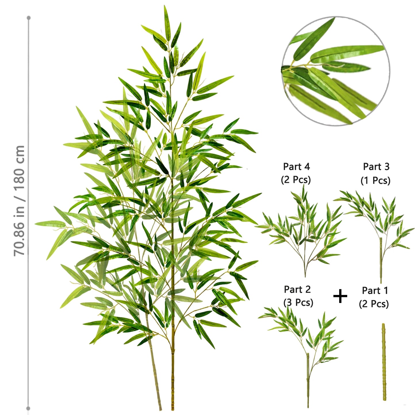 Green Silk Artificial Bamboo Branch Plant