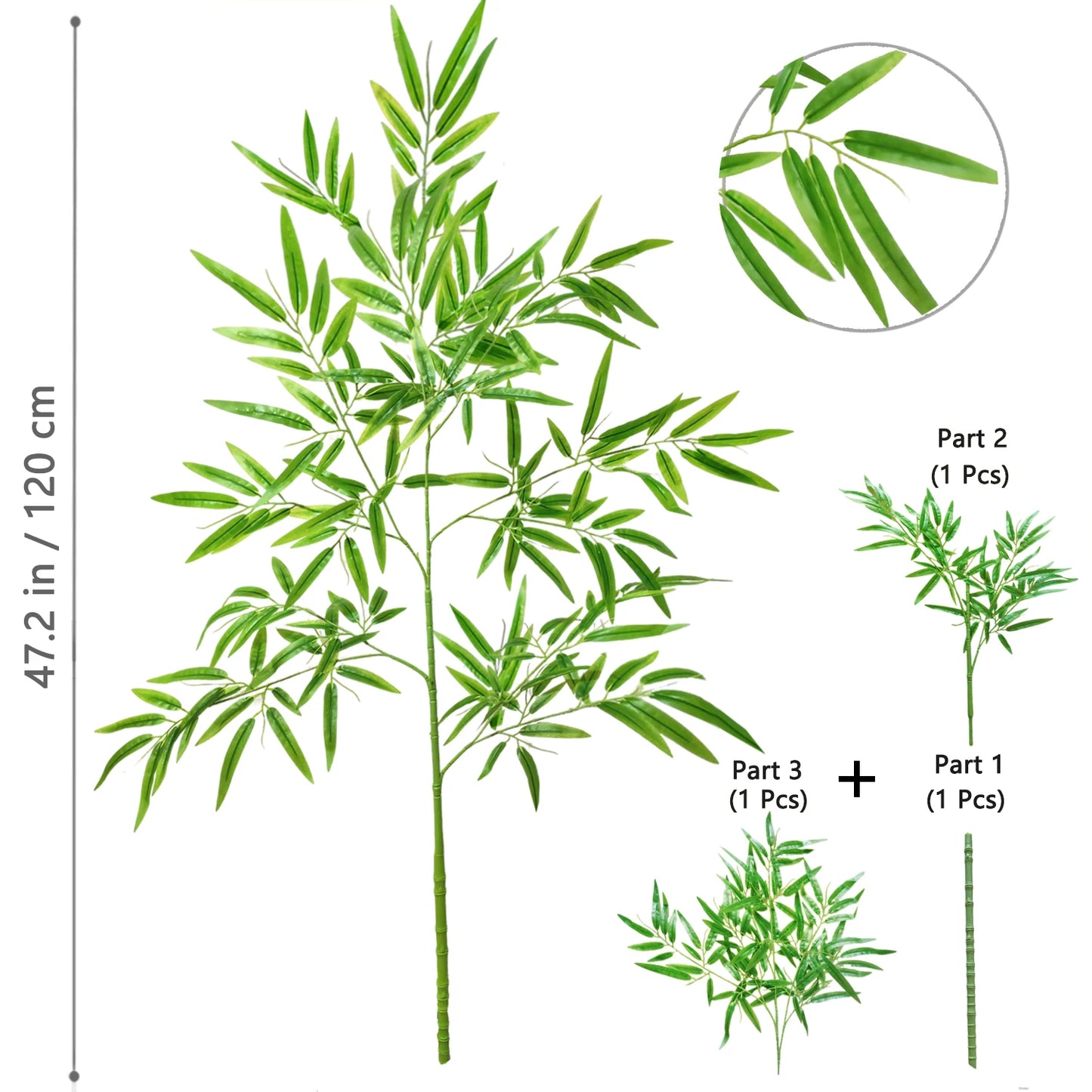 Green Silk Artificial Bamboo Branch Plant
