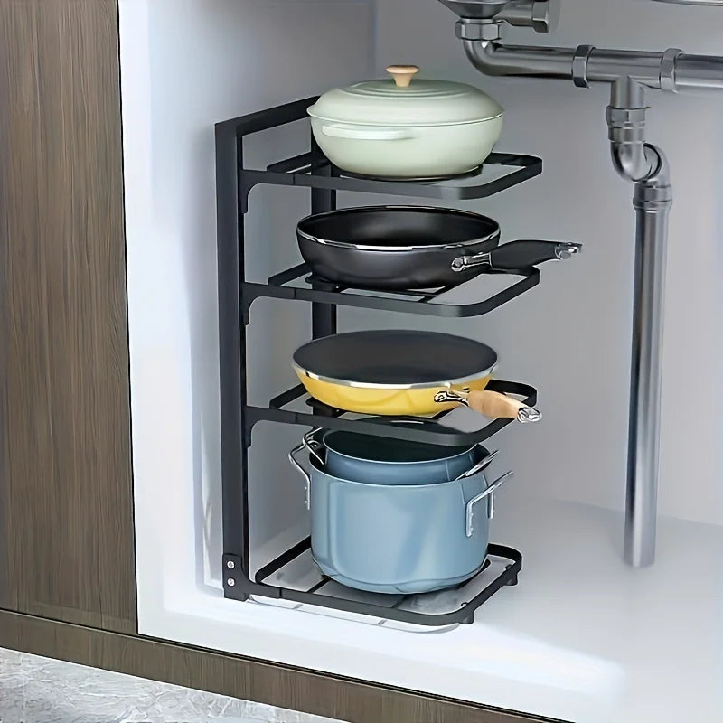 Multi-Layer Adjustable Stainless Steel Pot Rack