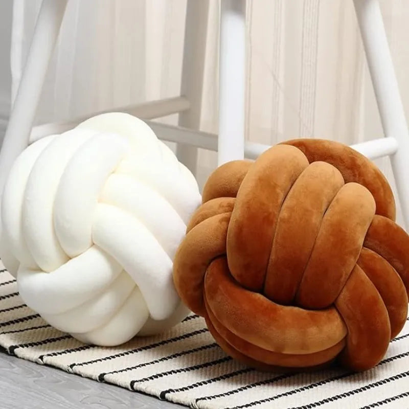 Handmade Velvet Knot Ball Round Decorative Throw Pillow