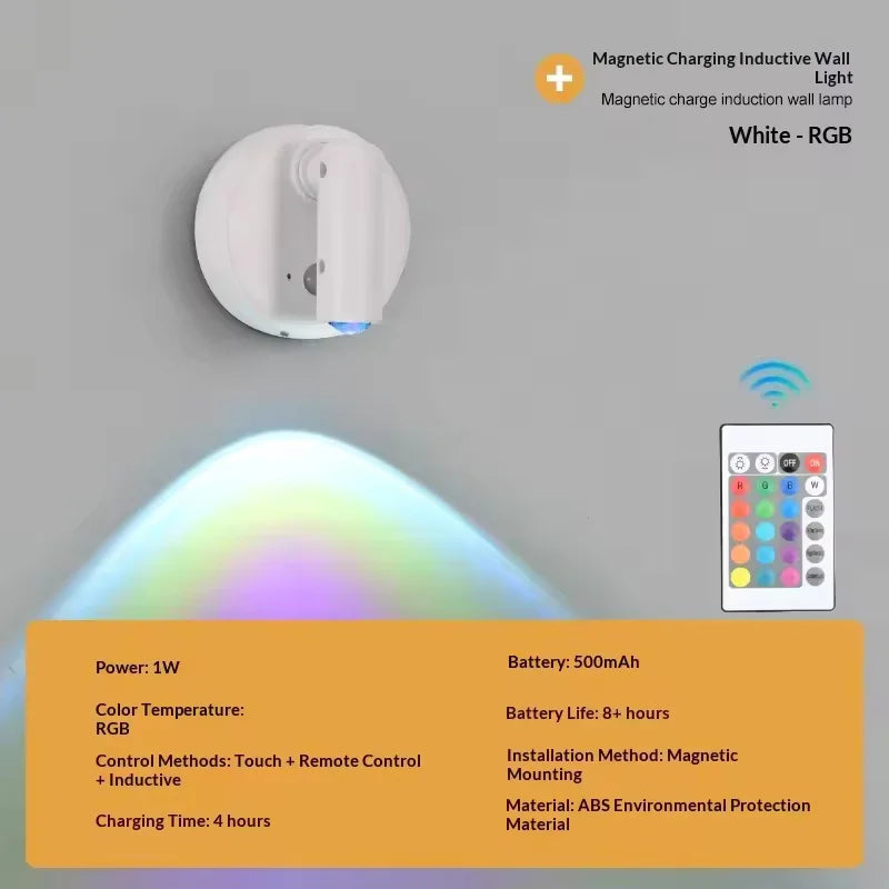 Magnetic Base USB Rechargeable Cordless Dimmable Wall Lamp