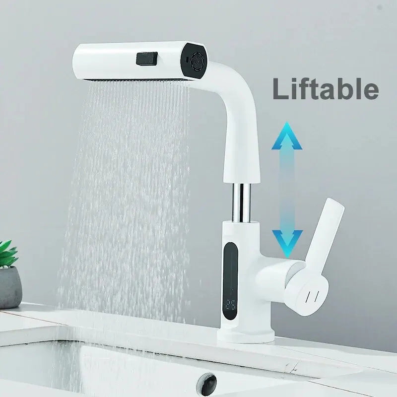 Digital Temperature Display Pull Out Basin Faucet