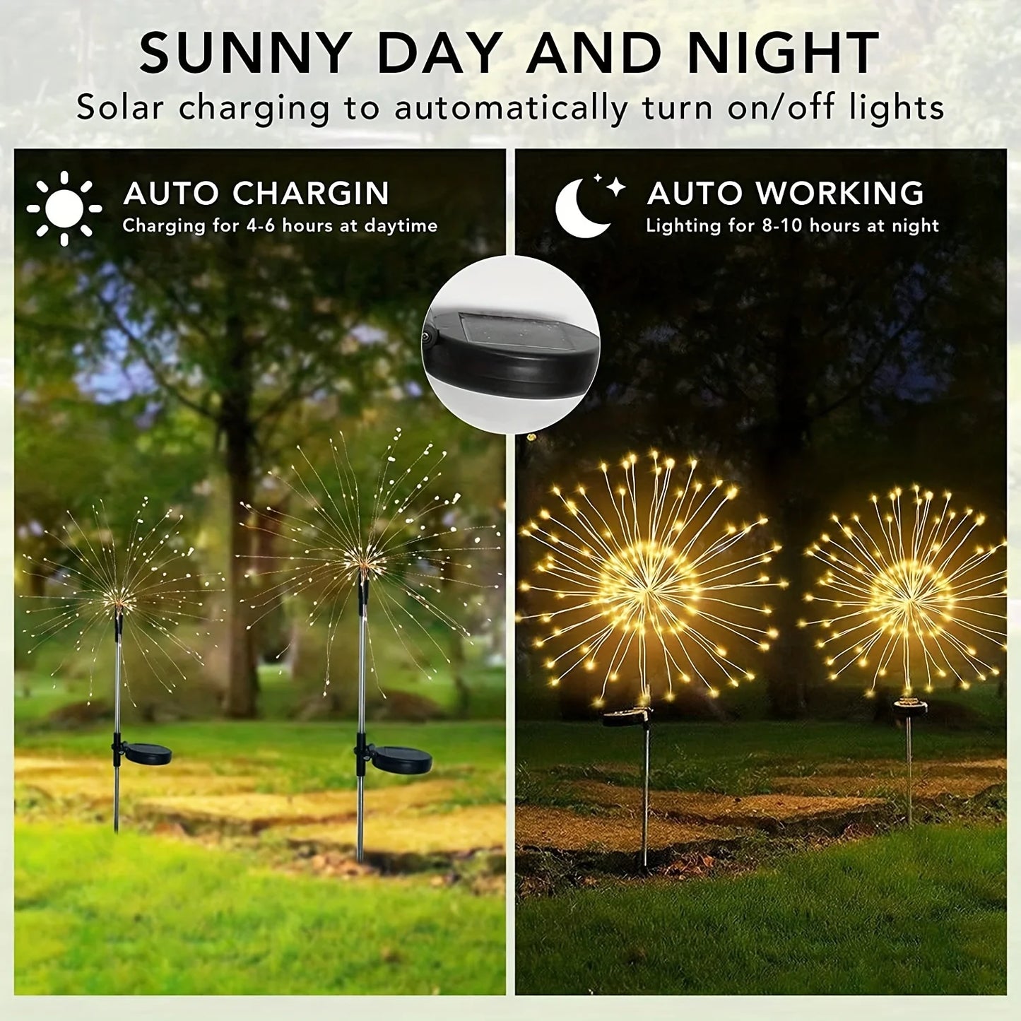 Solar Copper Wire Dandelion Fairy String Garden Lights
