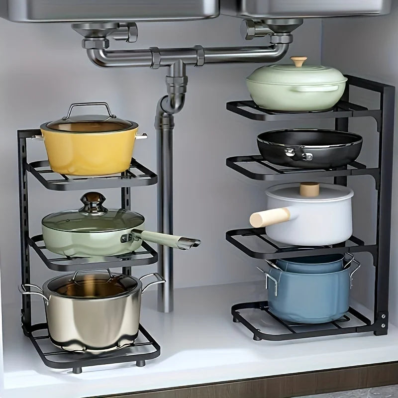 Multi-Layer Adjustable Stainless Steel Pot Rack
