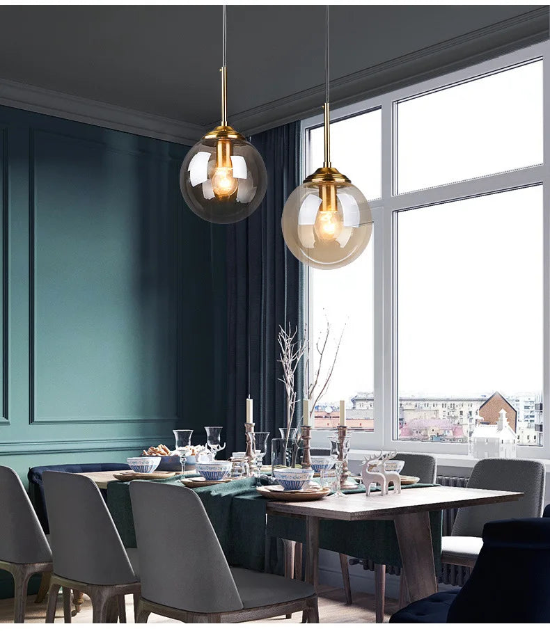 Nordic Polished Steel Glass Pendant Chandelier