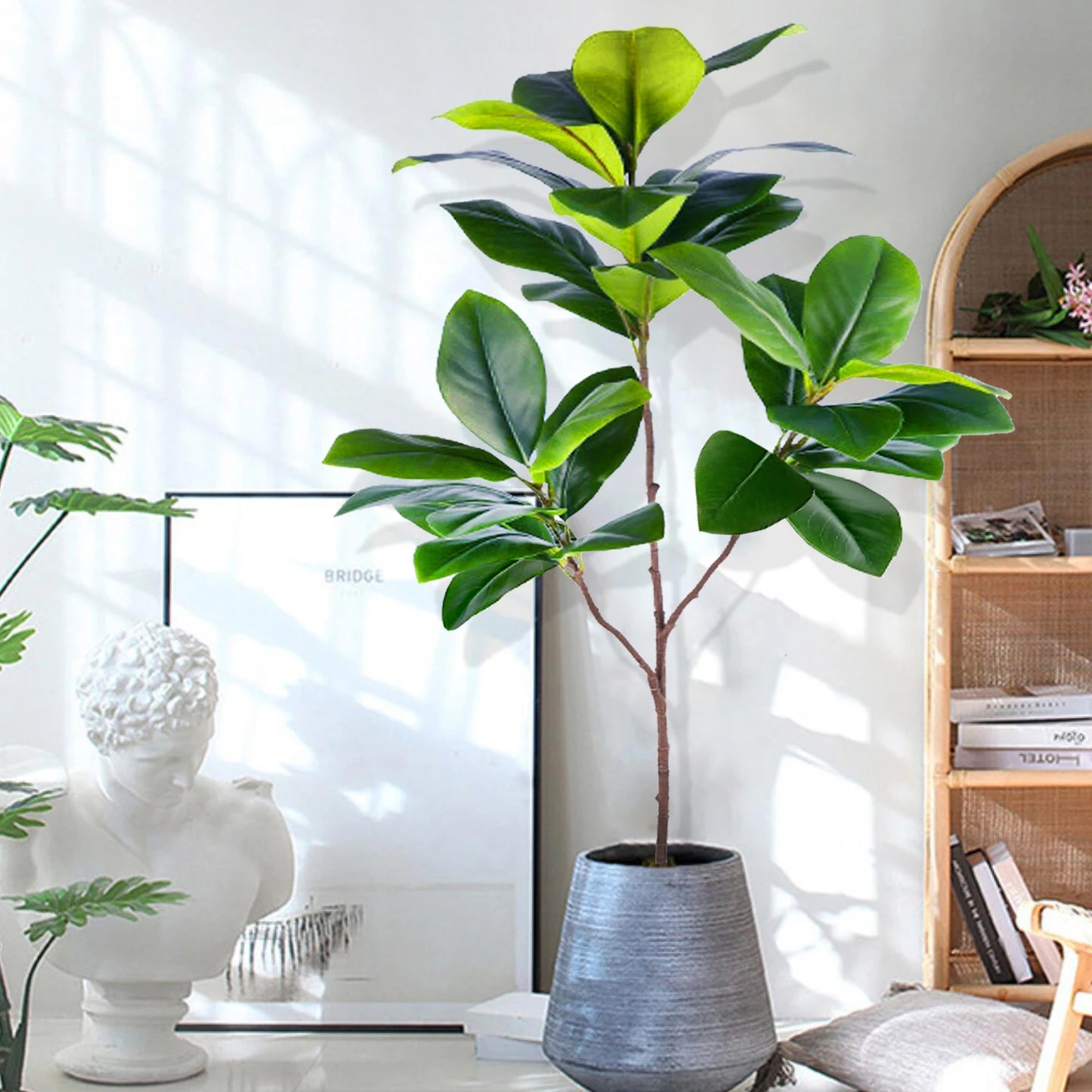 Realistic Silk Artificial Fiddle Leaf Fig Indoor Plant