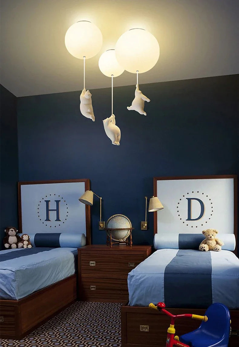 Cartoon Bear Acrylic Bedroom Ceiling Lamp