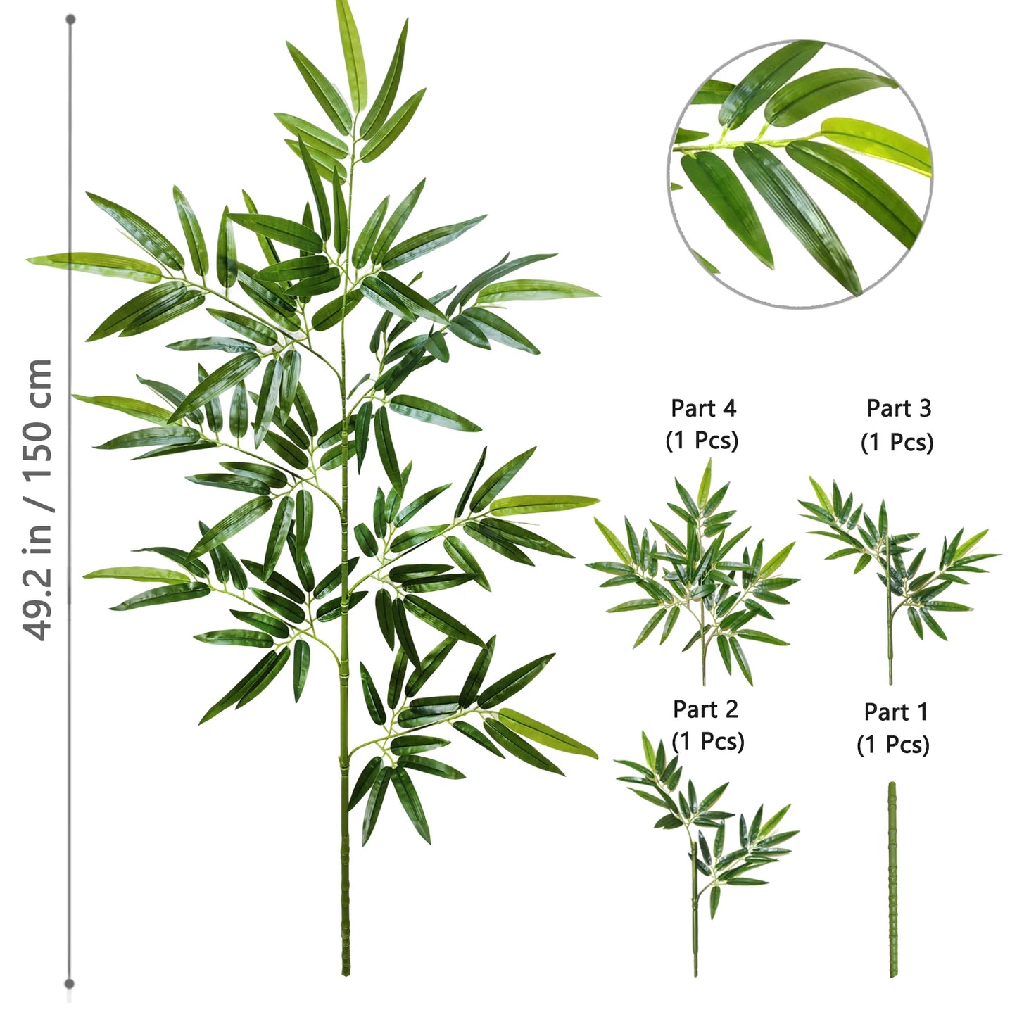 Green Silk Artificial Bamboo Branch Plant