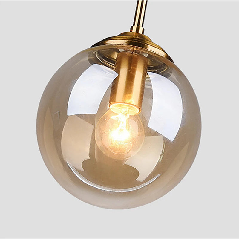 Nordic Polished Steel Glass Pendant Chandelier