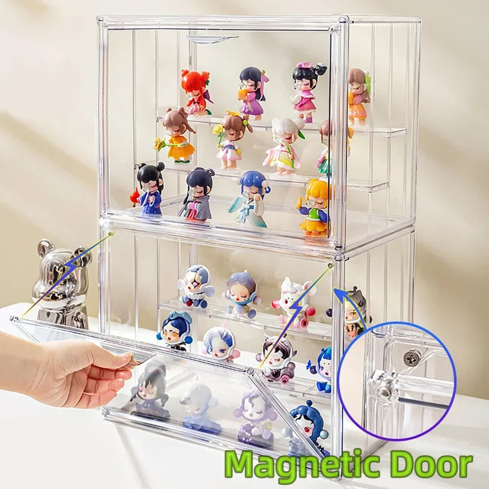 Stackable Magnetic Door Clear Plastic Display Storage Box
