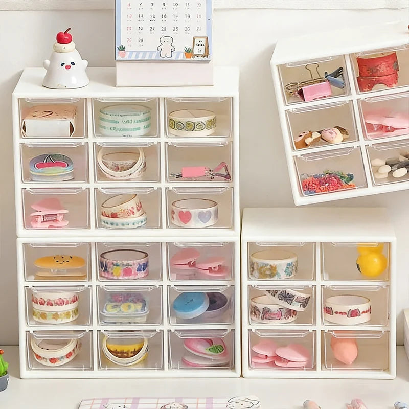Transparent 9 Grid Desktop Office Drawer Organizer