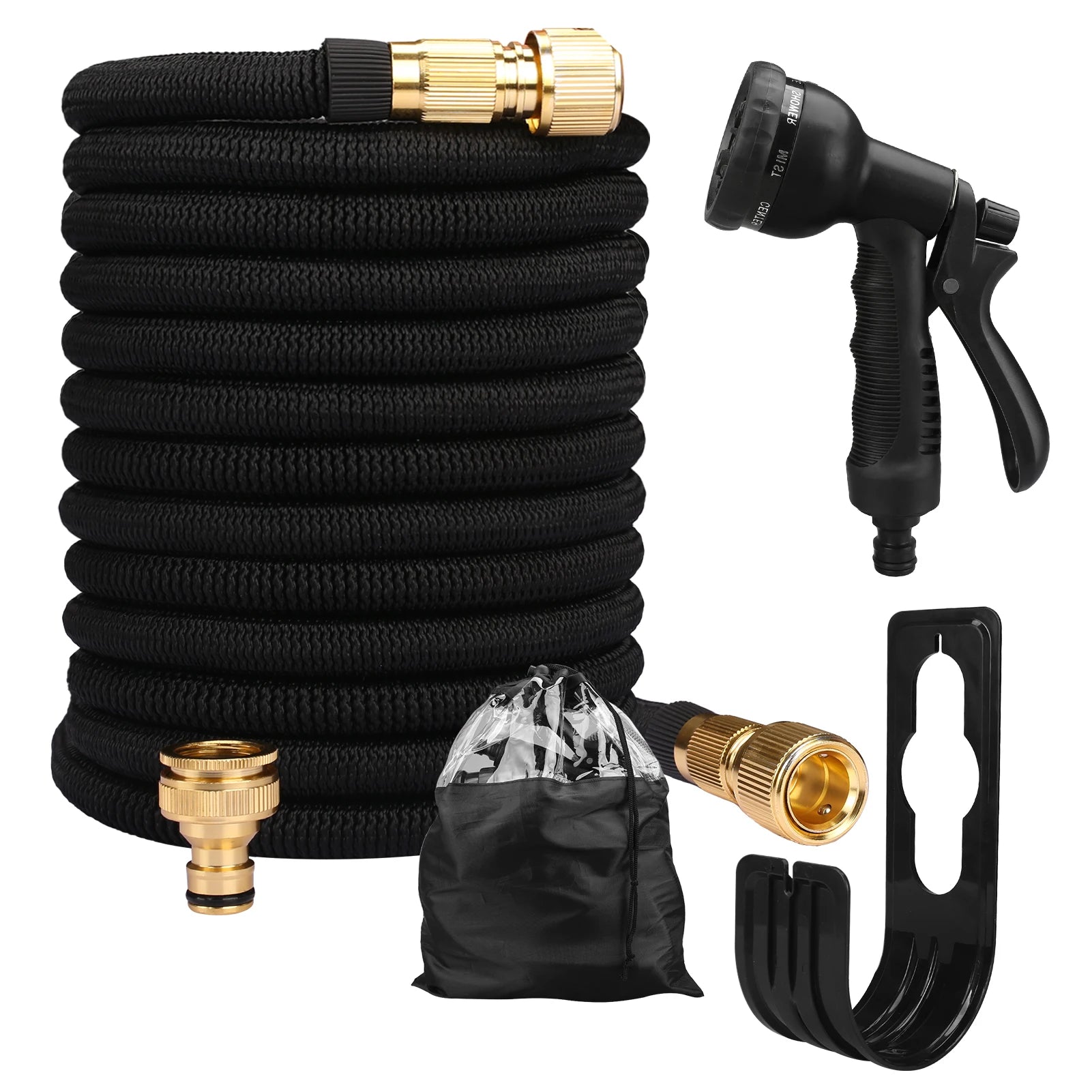 Expandable Garden Hose — Flexible, Durable Latex Tubing & 8-Pattern Nozzle