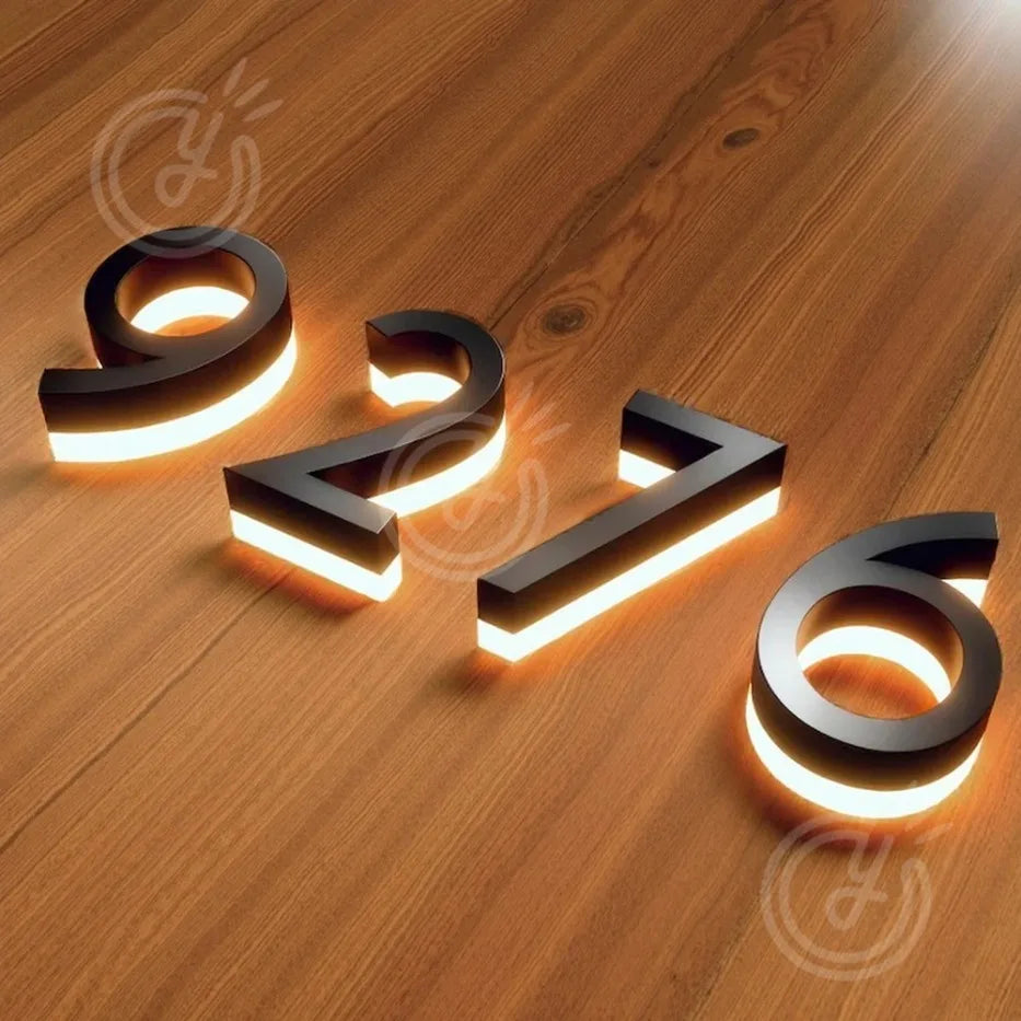 3D Backlit LED Custom Outdoor Metal House Number Sign