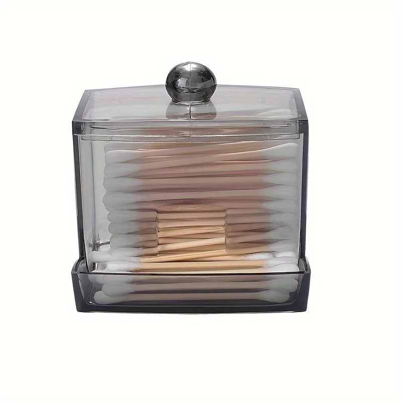 Clear Acrylic Bamboo Lid Cotton Swab Dispenser