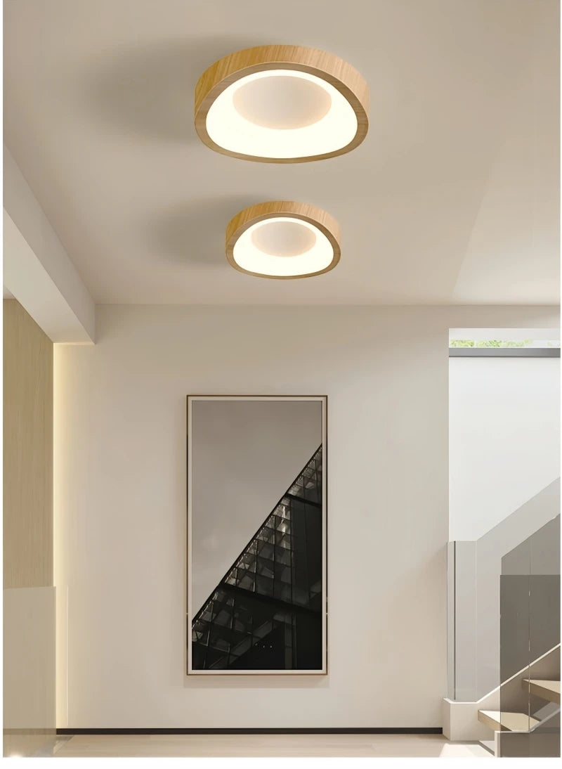 Nordic Minimalist Wood Grain Surface Mounted Ceiling Lamp