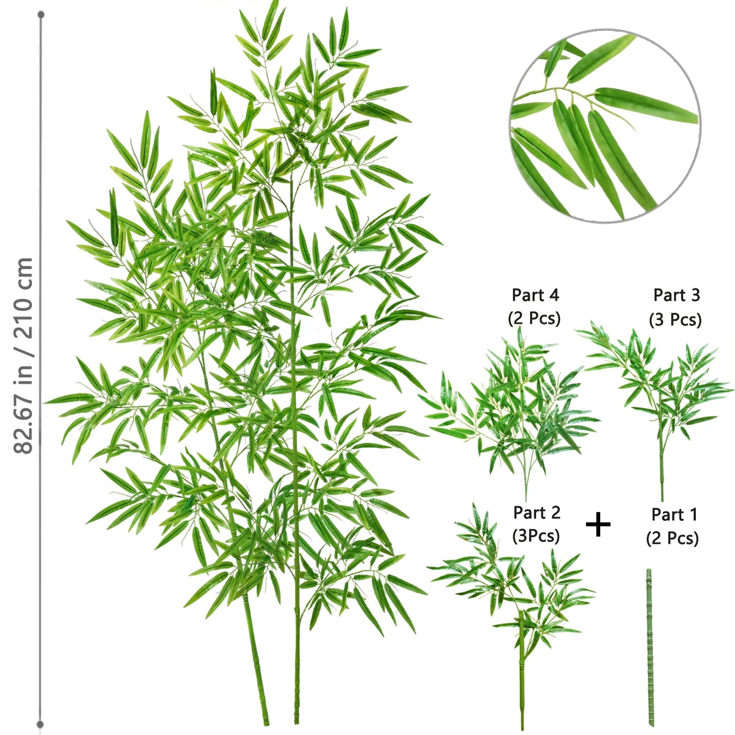 Green Silk Artificial Bamboo Branch Plant