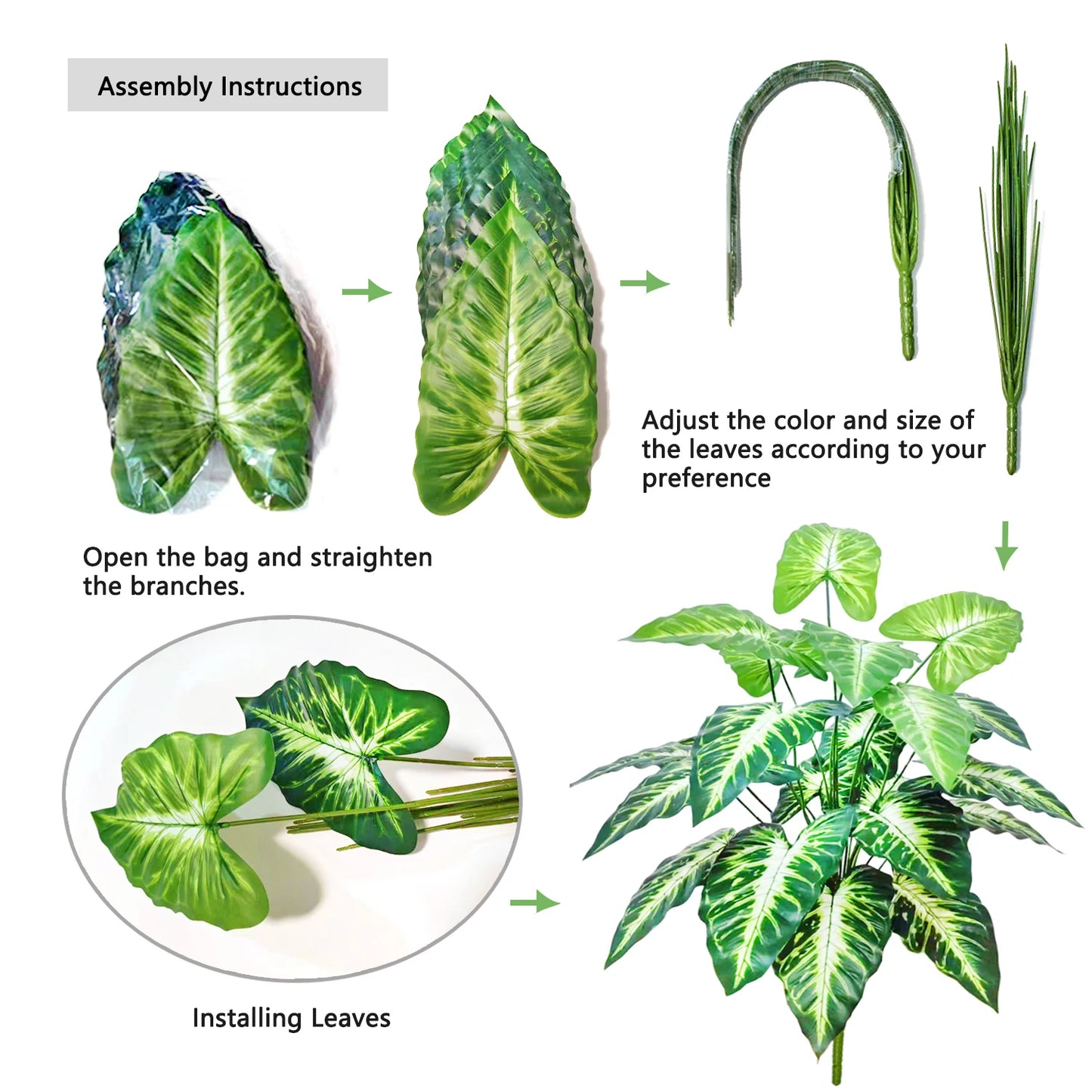 Silk Artificial Monstera Pothos Leaf Indoor Plant