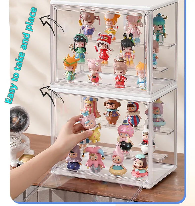 Stackable Magnetic Door Clear Plastic Display Storage Box