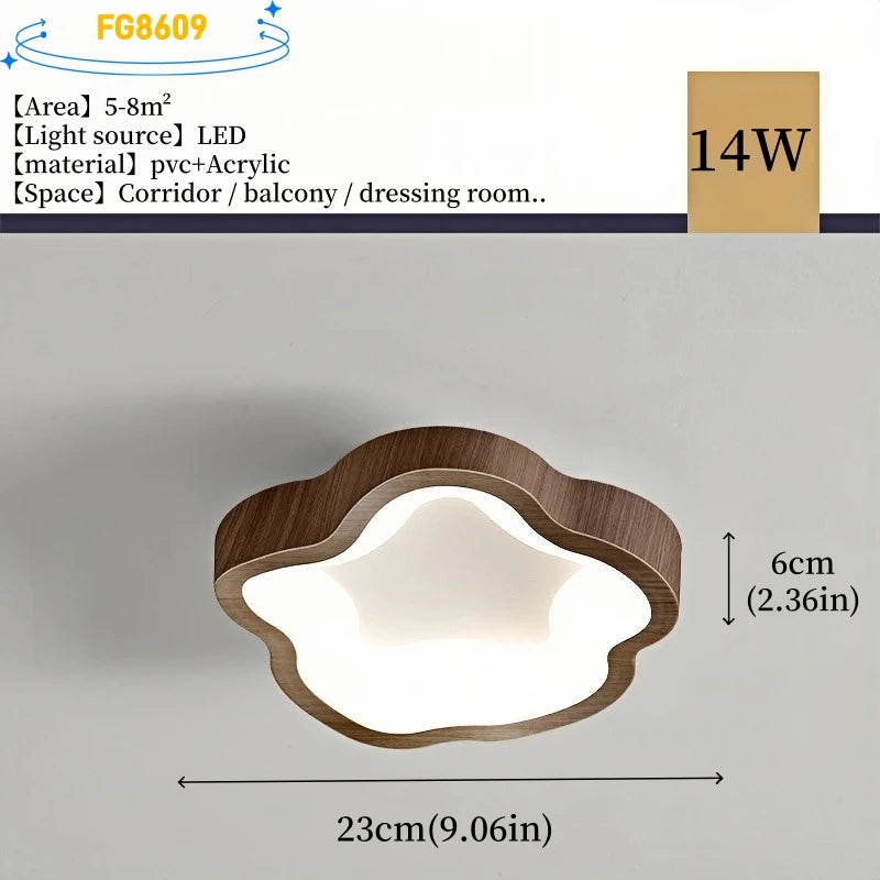 Nordic Minimalist Wood Grain Surface Mounted Ceiling Lamp